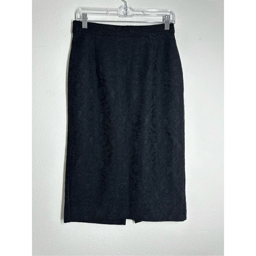 Jennifer Lopez Floral Textured Lace Lined Pencil Skirt Women's 6 Black